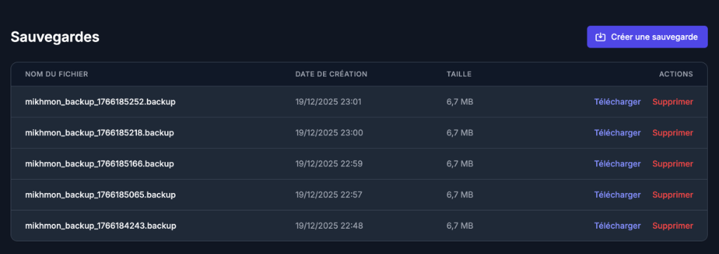 Sauvegardes
